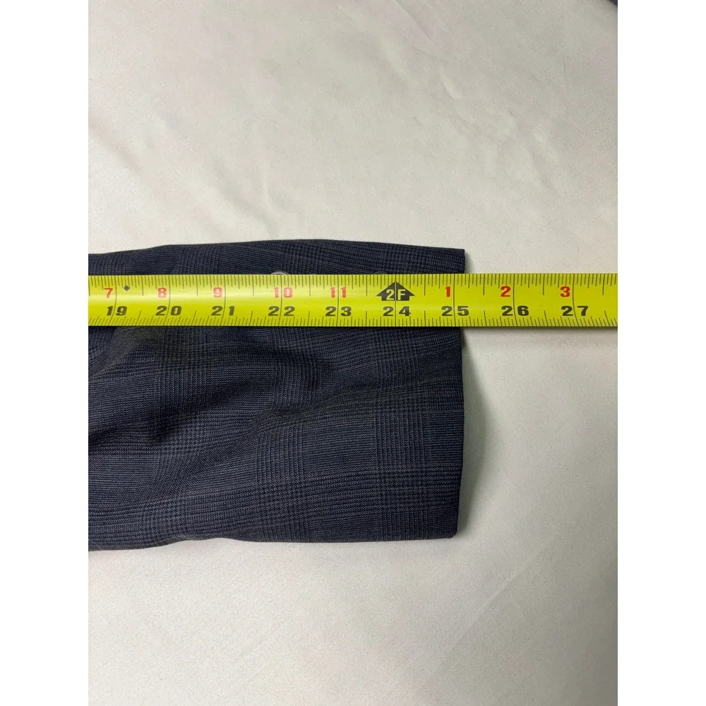 Ralph Lauren Mens 42L Wool Cashmere Glen Plaid Blazer Blue Grey Made in Canada